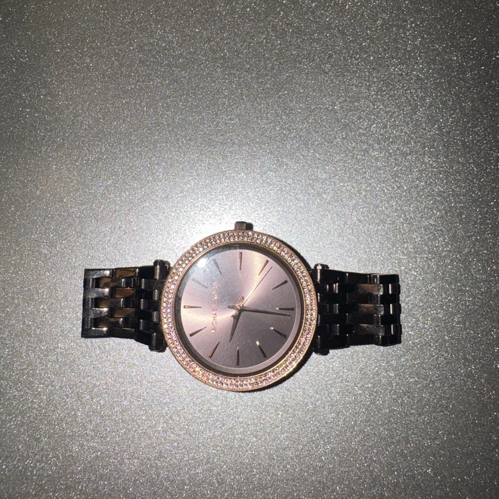 Michael Kors Rose Gold and Black Timepiece